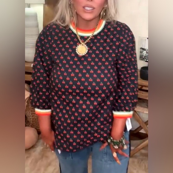 NWT Jodifil Women's Trim Accent Cherry Top. - Picture 3 of 7